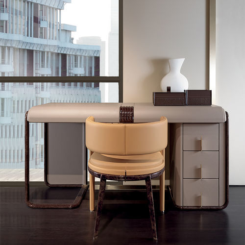 Bureau sur pied - Eclipse  - TURRI - contemporain / en bois verni brillant / en cuir