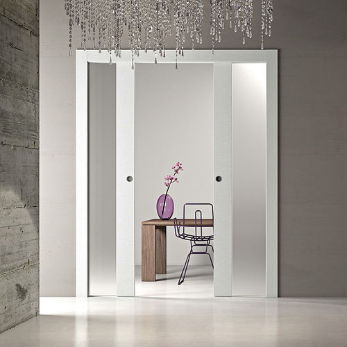 Système à galandage pour porte coulissante en verre - Marsia Bianco Frassino - PAIL SERRAMENTI