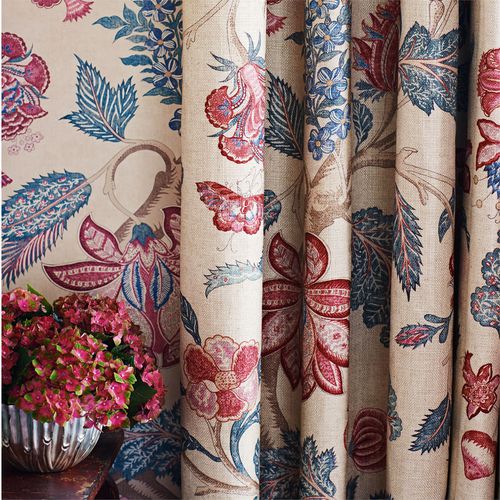 Tissu d'ameublement - KALAMKARI - Zoffany - pour rideaux / pour store enrouleur / à fleurs