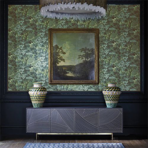 Papier peint contemporain - RICHMOND PARK - Zoffany - à motif nature / aspect tissu / gris