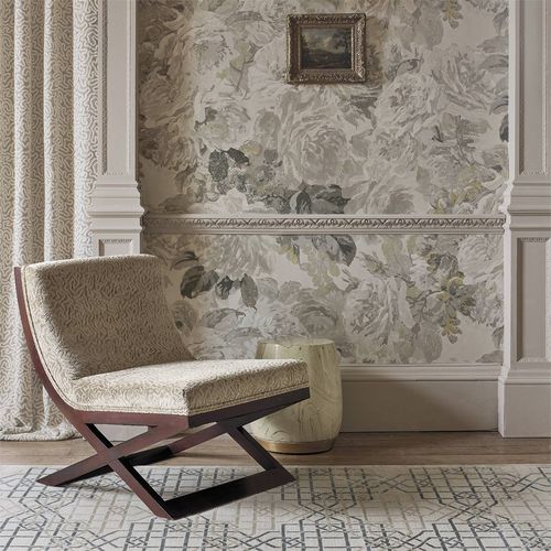 Papier peint contemporain - ROSE ABSOLUTE  - Zoffany - à fleurs / aspect tissu / gris