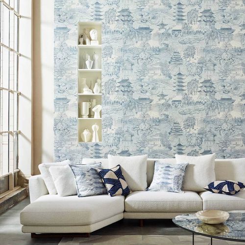 Papier peint contemporain - EASTERN PALACE  - Zoffany - à motif / aspect tissu / bleu