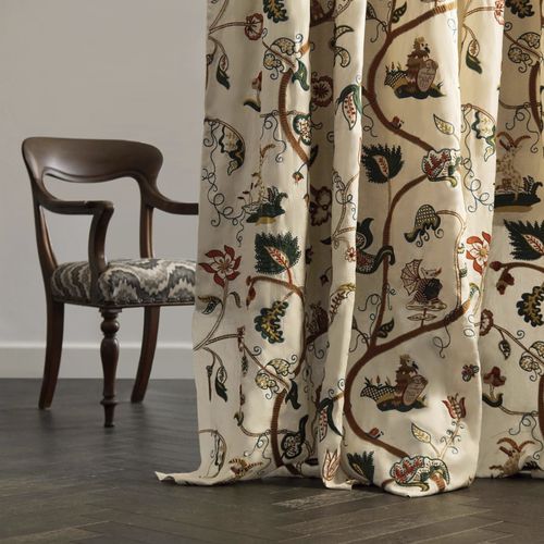 Tissu pour rideaux - BORDADO HAMPTON  - Zoffany - pour store enrouleur / à motif animalier / à fleurs