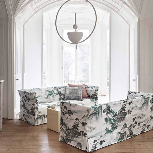 Tissu d'ameublement - FLOATING MOUNTAINS  - Zoffany - pour rideaux / à motif / en coton