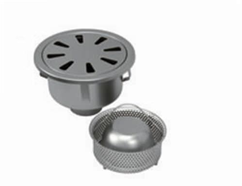 Siphon de sol en acier inox - P.040 - OFFICINA MECCANICA LEONI s.r.l. - pour cuisine / avec panier amovible / rond
