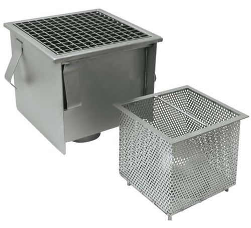 Siphon de sol en acier inox - OFFICINA MECCANICA LEONI s.r.l. - pour cuisine / avec grille / carré