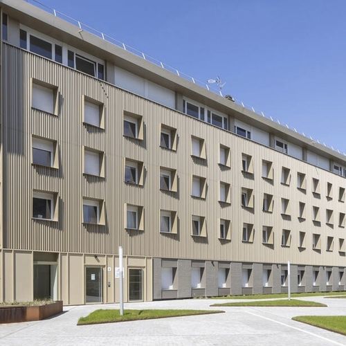 Façade en inox - ECLECTIC® - ARCELORMITTAL Long - résistant aux intempéries / préfabriqué