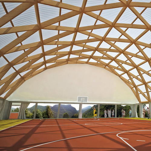 Charpente en bois lamellé-collé - SPACEWOOD - WOOD SYSTEM INTERNATIONAL SRL - pour abri / pour terrain de sport