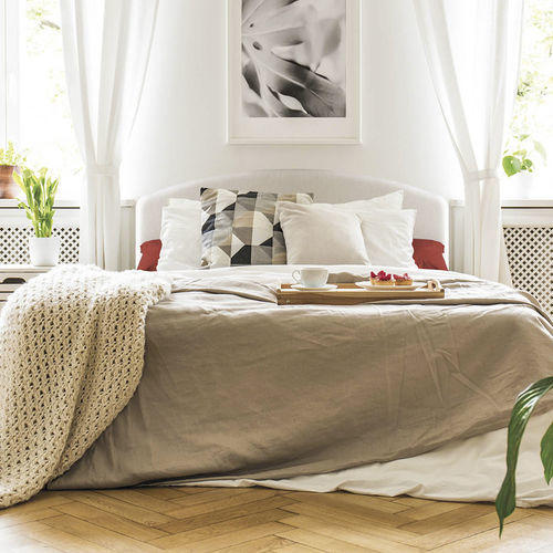 Lit double - Domingo - Milano Bedding - contemporain / tapissé / avec tête de lit