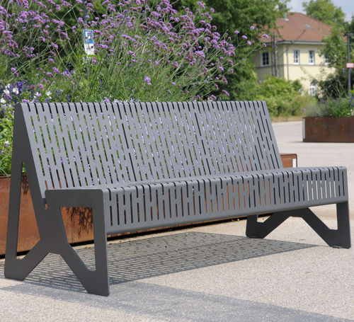 Banc public contemporain - CHALIDOR 100 - BENKERT BÄNKE - en acier inoxydable laqué / avec dossier / sans accoudoirs