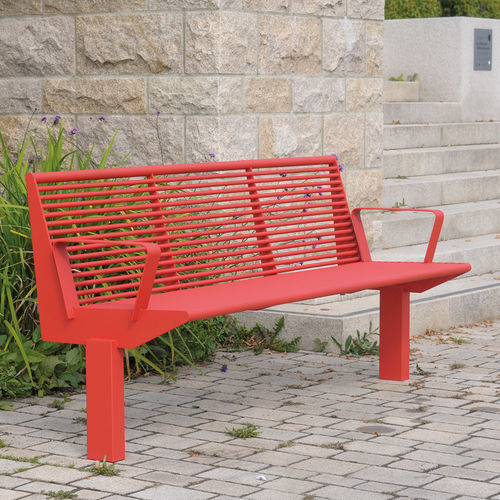 Banc public contemporain - SIARDO 50R - BENKERT BÄNKE - en acier à revêtement par poudre / en acier inoxydable / avec dossier