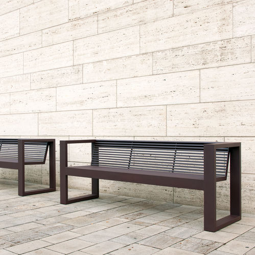 Banc public contemporain - SICORUM M300 - BENKERT BÄNKE - en acier inoxydable laqué / avec dossier / avec accoudoirs