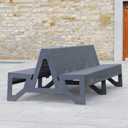 Banc public contemporain - CHALIDOR 100 - BENKERT BÄNKE - en acier inoxydable laqué / avec dossier / sans accoudoirs