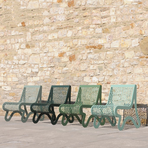 Chaise contemporaine - CHALIDOR 400 - BENKERT BÄNKE - d'extérieur / en acier inoxydable laqué / avec piètement en acier inoxydable