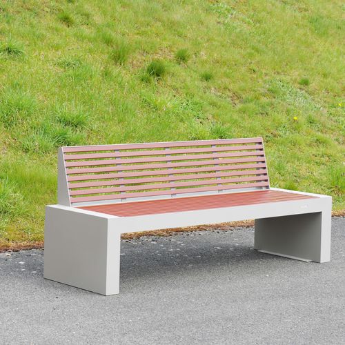Banc public contemporain - COMFONY 40 - BENKERT BÄNKE - en acier à revêtement par poudre / en aluminium / en PET