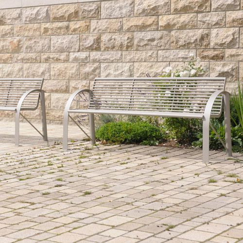 Banc public contemporain - SIARDO 120R - BENKERT BÄNKE - en acier inoxydable laqué / avec dossier / avec accoudoirs