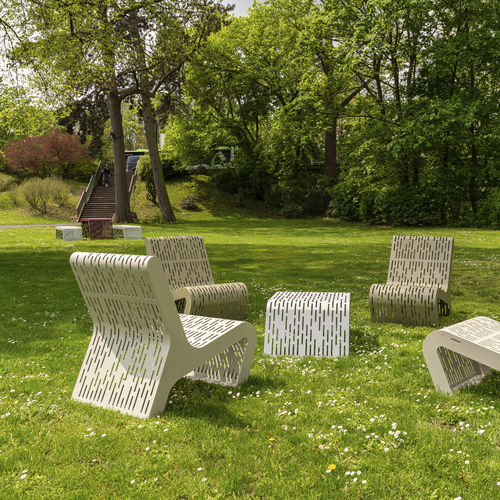 Chaise contemporaine - CHALIDOR 700 - BENKERT BÄNKE - d'extérieur / en acier inoxydable / avec piètement en acier inoxydable