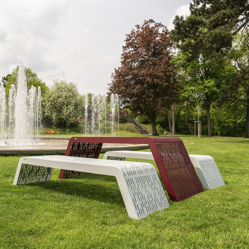 Banc contemporain - CHALIDOR 700 - BENKERT BÄNKE - en acier inoxydable / sans dossier / sans accoudoirs