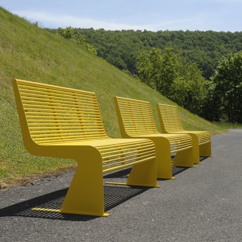 Banc public contemporain - SIARDO 20R - BENKERT BÄNKE - en acier inoxydable laqué / avec dossier / sans dossier