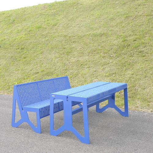 Table de pique-nique contemporaine - CHALIDOR 100 - BENKERT BÄNKE - en acier inoxydable laqué / avec piètement en acier inoxydable laqué / rectangulaire