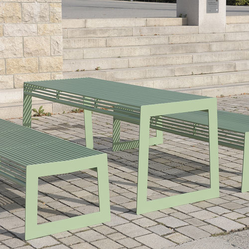 Table de pique-nique contemporaine - SIARDO 30R - BENKERT BÄNKE - en acier inoxydable / avec piètement en acier inoxydable / rectangulaire