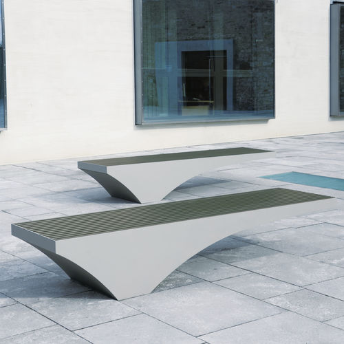 Banc public design original - COMFONY 50 - BENKERT BÄNKE - en acier à revêtement par poudre / en aluminium / en PET