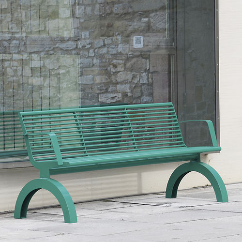 Banc public contemporain - SIARDO 140R - BENKERT BÄNKE - en acier inoxydable laqué / avec dossier / sans accoudoirs
