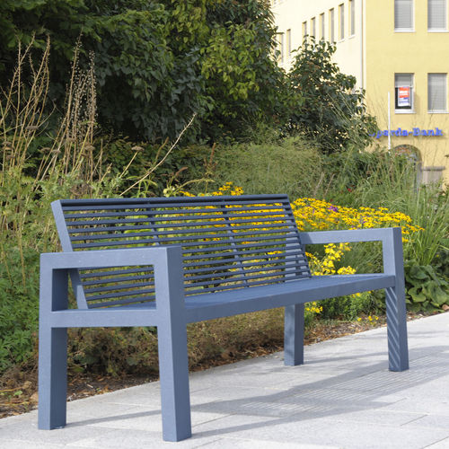 Banc public contemporain - SICORUM M100 - BENKERT BÄNKE - en acier inoxydable / avec dossier / sans accoudoirs