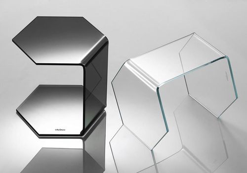 Table d'appoint contemporaine - EXAGON - steiner - en verre / en verre trempé / hexagonale
