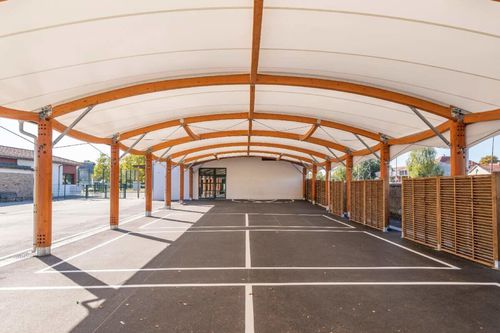 Structure tendue sur ossature en bois - REZE - SMC2 - pour couverture / pour espace public / pour école