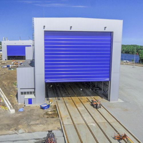 Porte industrielle pour chantier naval - Champion Door - pliante / en tissu / résistante au vent