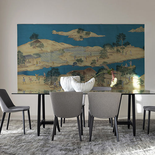 Papier peint oriental - CHINESE VILLAGE - Misha wallcoverings - en soie / scène / chinoiserie