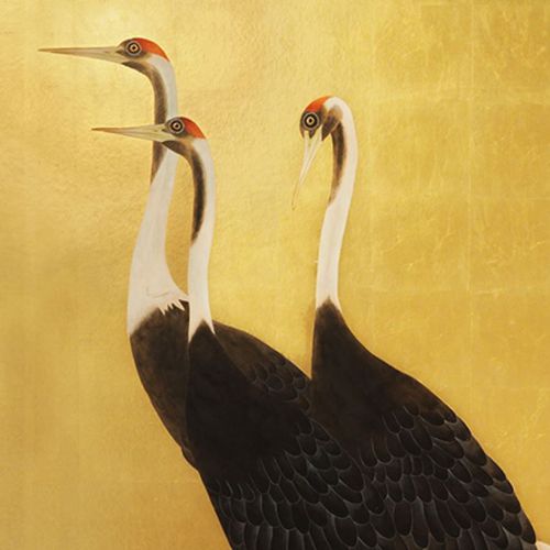 Papier peint oriental - CRANES - Misha wallcoverings - en soie / à motif animalier / aspect papier peint