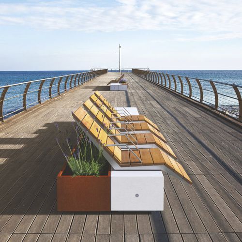 Banc public contemporain - ALTEREGO - METALCO - en bois / en béton à haute performance / en acier à revêtement par poudre