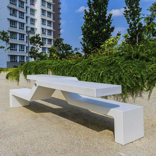 Ensemble table et bancs modulable - TWIN - METALCO - contemporain / en béton à haute performance / d'extérieur