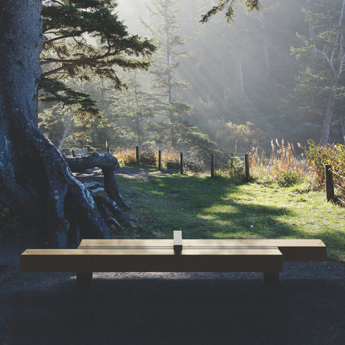 Banc public contemporain - FORESTA - METALCO - en acier à revêtement par poudre / en mélèze / sans dossier