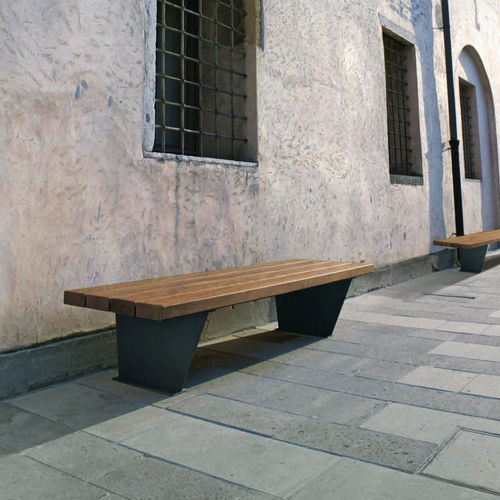Banc public contemporain - CAMPUS - METALCO - en bois de feuillus / en acier à revêtement par poudre / en acier COR-TEN®