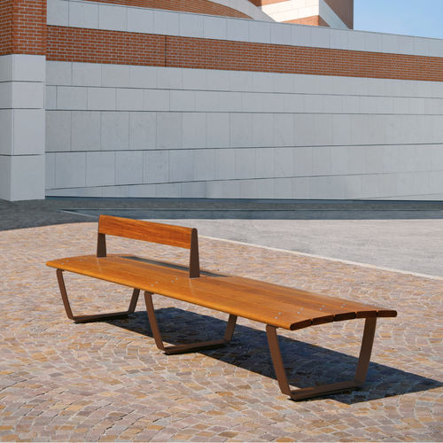 Banc public contemporain - NUVOLA - METALCO - en bois / en acier à revêtement par poudre / en acier corten