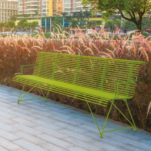 Banc public contemporain - LIBRE 2.0 - METALCO - en acier à revêtement par poudre / en tôle d'acier / avec dossier
