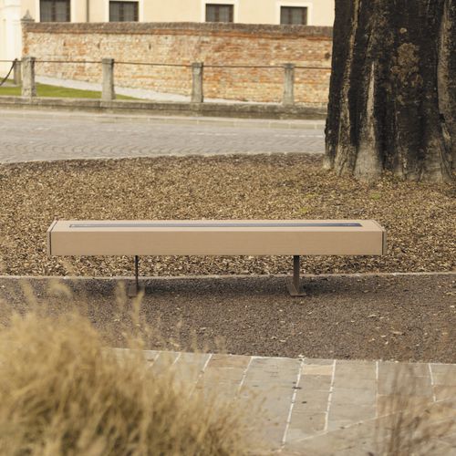 Banc public moderne - HARRIS WPC SMART - METALCO - WPC / en acier peint / avec dossier