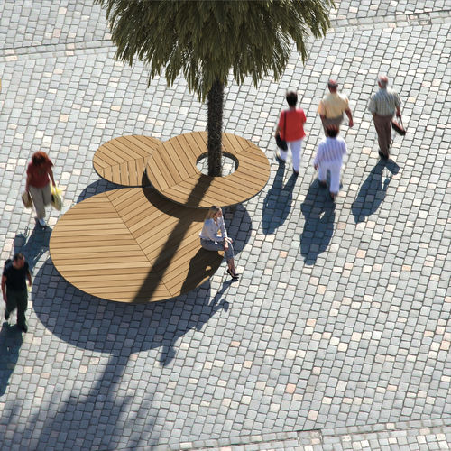 Banc public design organique - ATOLLO TREE - METALCO - WPC / en aluminium peint / en acier peint