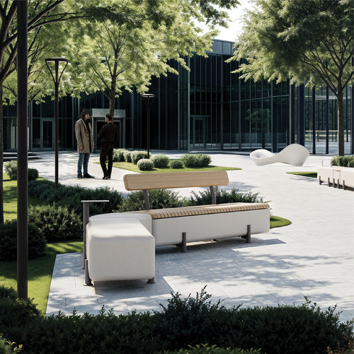 Banc public moderne - SOFÀ - METALCO - en aluminium peint / en bois / en pierre reconstituée