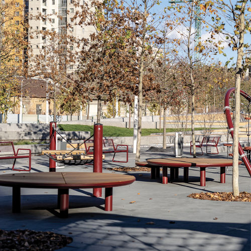 Banc public contemporain - ATOLLO - METALCO - WPC / en aluminium peint / en acier peint