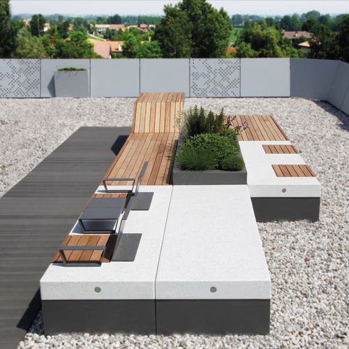 Banc public contemporain - ISOLAURBANA - METALCO - en bois / en béton à haute performance / en acier