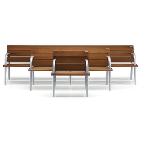 Banc public contemporain - RIVA - METALCO - en aluminium peint / en bois / avec dossier