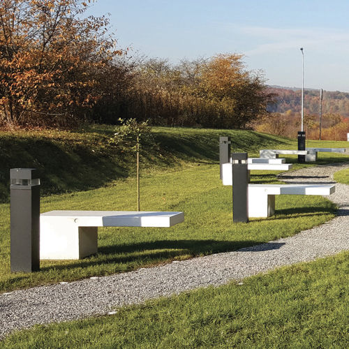 Banc public contemporain - AMBRA - METALCO - en pierre reconstituée / sans dossier / sans accoudoirs