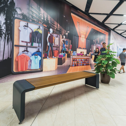 Banc public contemporain - PONTE - METALCO - en aluminium peint / en acier peint / en bois