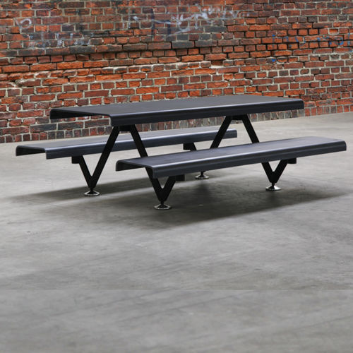 Table de pique-nique contemporaine - AIR - C | AIR - CS - METALCO - en acier peint / en béton à haute performance / courbée