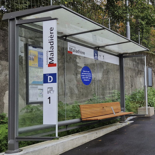 Abribus en verre - PENSILIS 1223 - METALCO - en acier / en acier à revêtement par poudre / en bois lamellé-collé