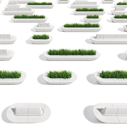 Banc public avec jardinière intégrée - DELTA - METALCO - contemporain / en béton à haute performance / avec dossier